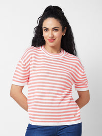 SPYKAR Striped Cotton Boxy T-shirt