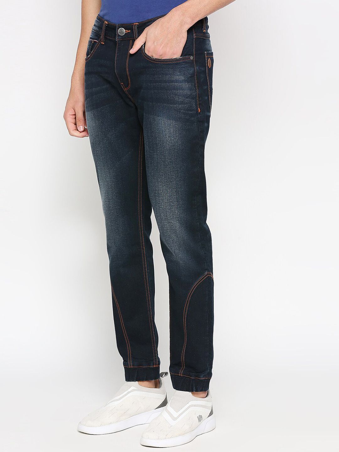 Being Human Men Mid-Rise Heavy Fade Dark Shade Clean Look Joggers