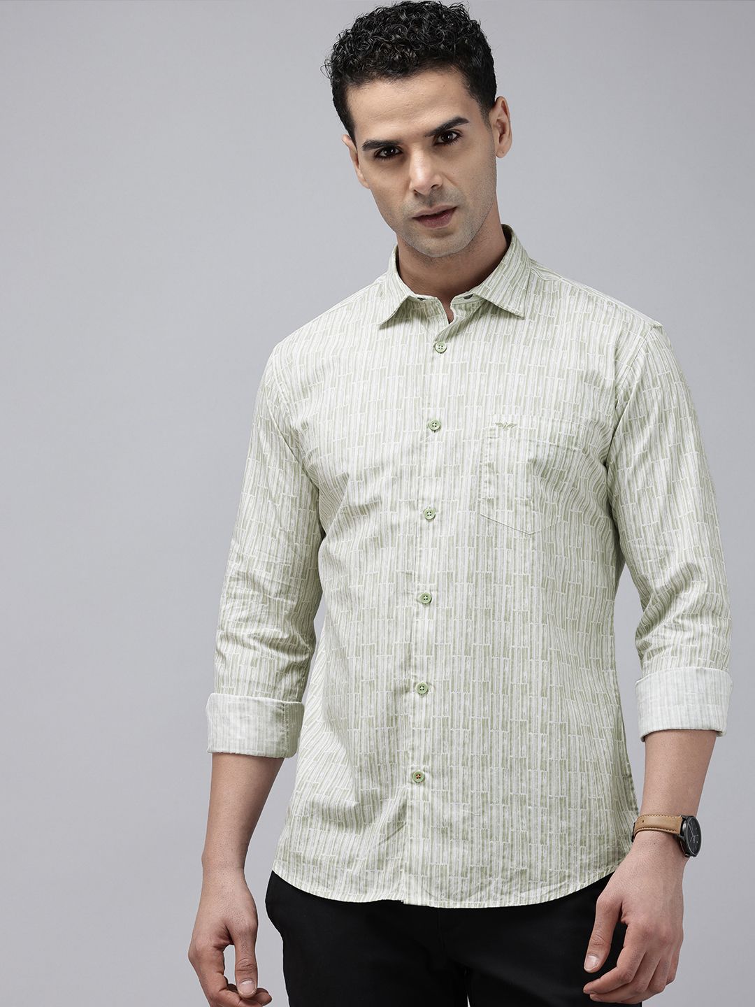 Park Avenue Slim Fit Opaque Striped Pure Cotton Casual Shirt