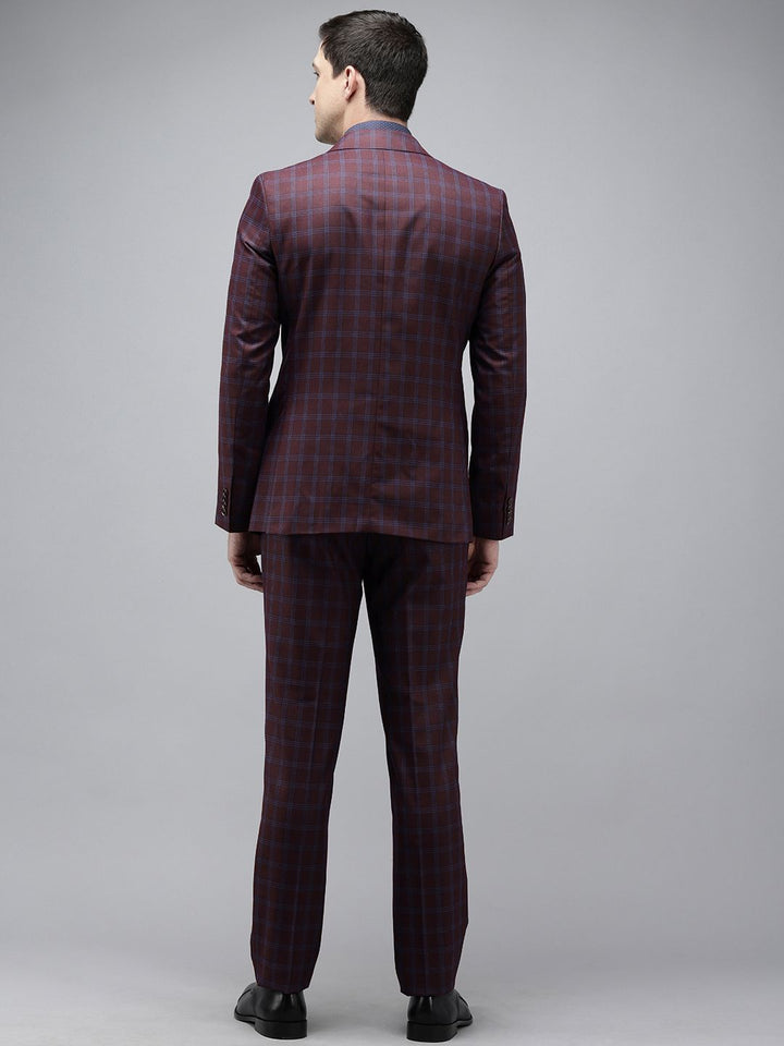 Park Avenue Checked Super Slim Fit Notched Lapel Collar 2 Piece Formal Suit