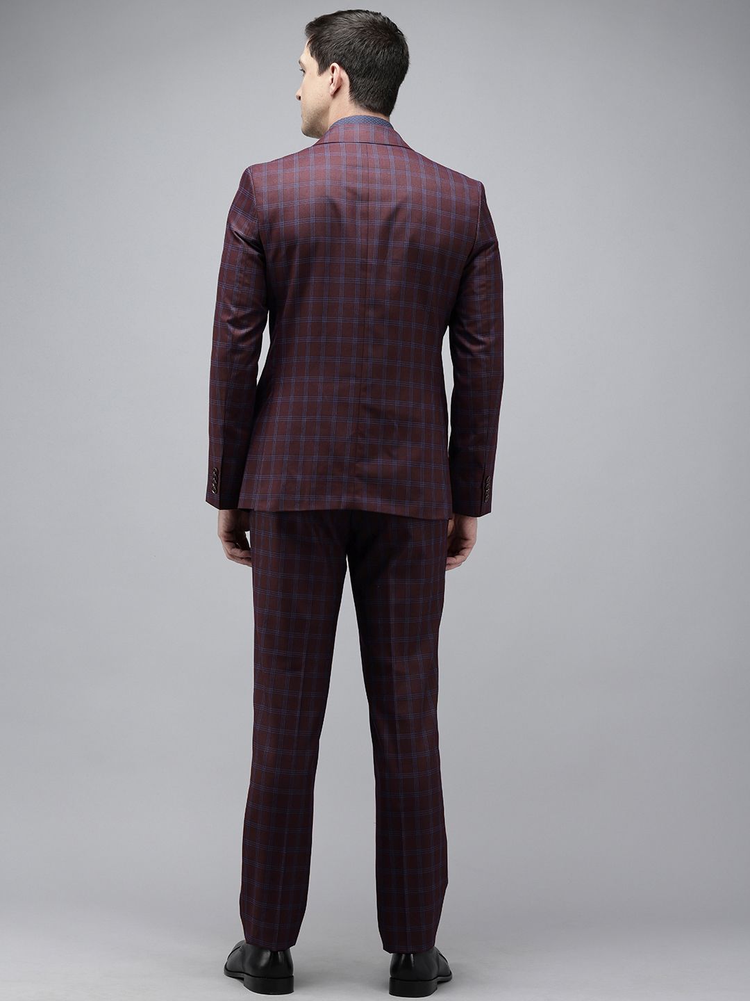 Park Avenue Checked Super Slim Fit Notched Lapel Collar 2 Piece Formal Suit