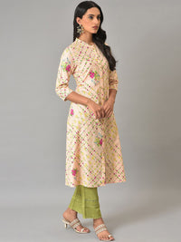 W Women Floral Printed Keyhole Neck Kurta