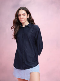DressBerry Self-Design Semi-Sheer Longline Shirt