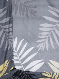 KLOTTHE Grey Floral 300 TC  Elasticated Single Bedsheet with Pillow Cover