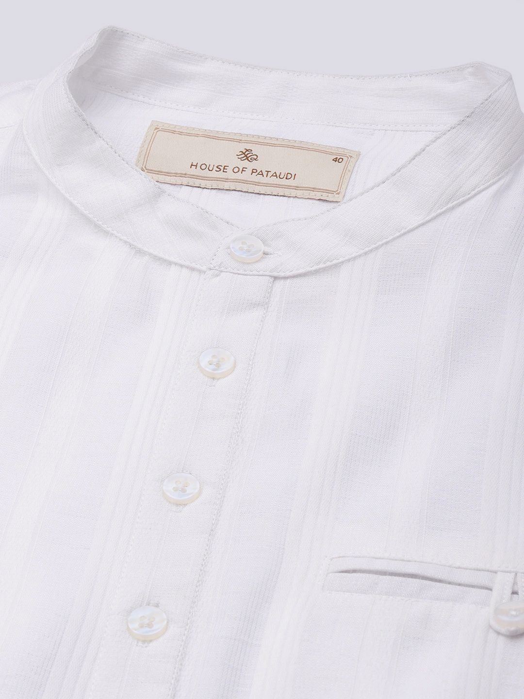 House of Pataudi Band Collar Striped Rozana Kurta