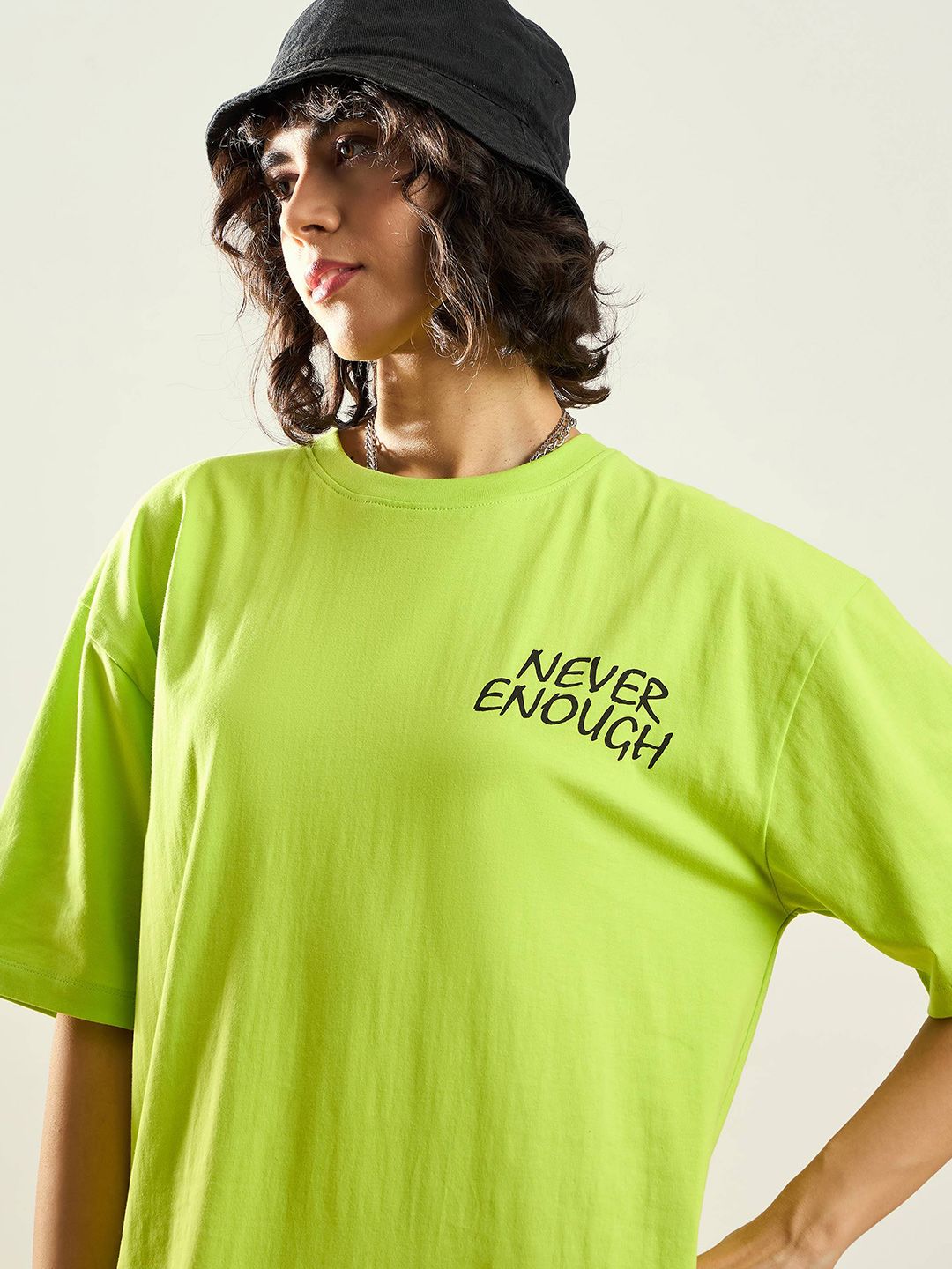 Sassafras Tipografi Hijau Bercetak Kapas Tulen T-Shirt Berat