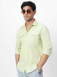 Urbano Fashion Men Spread Collar Solid Cotton Casual Shirt