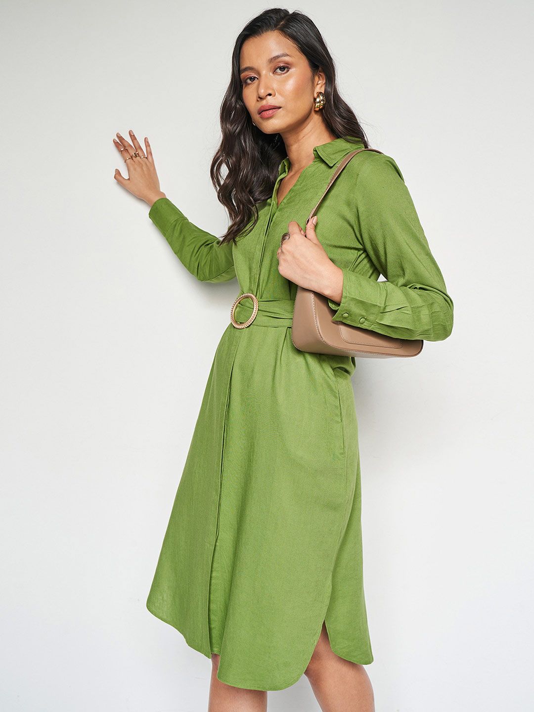 AND Belted Linen Shirt Dress