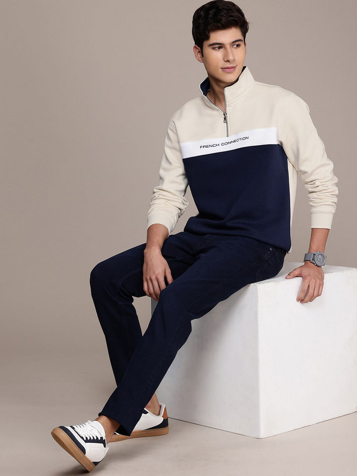 French Connection Colourblocked Mock Collar Sweatshirt