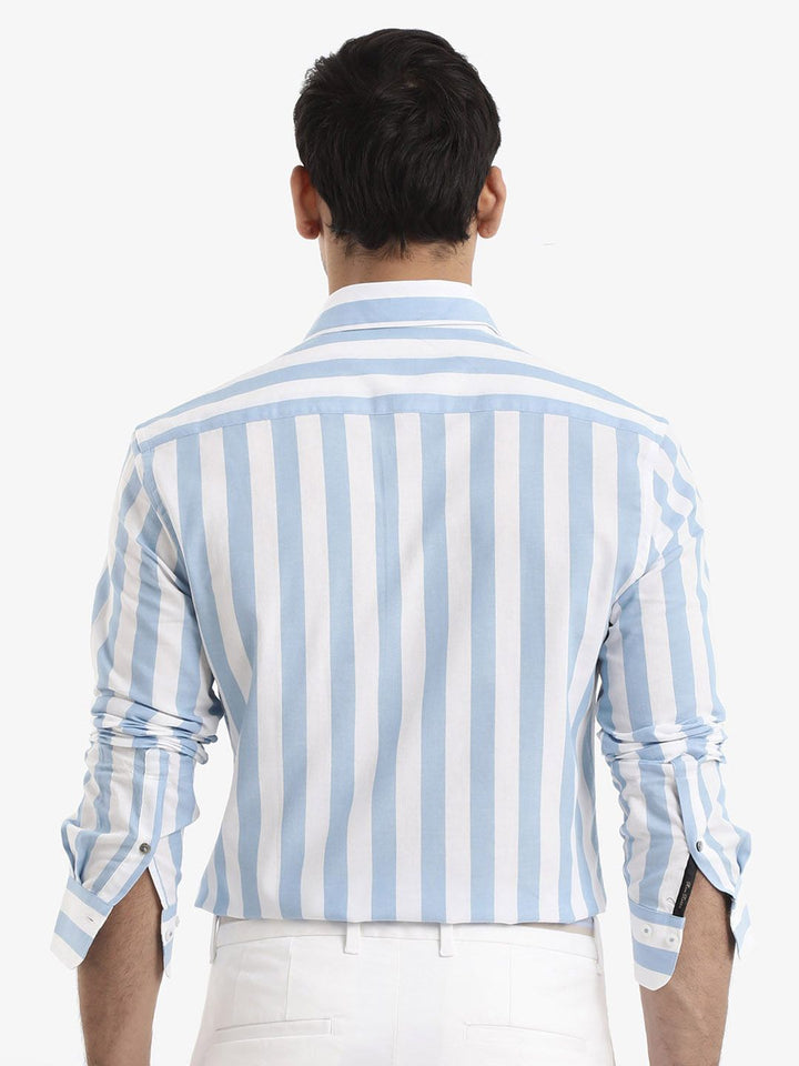 RARE RABBIT Men Leeds Slim Fit Vertical Striped Cotton Shirt