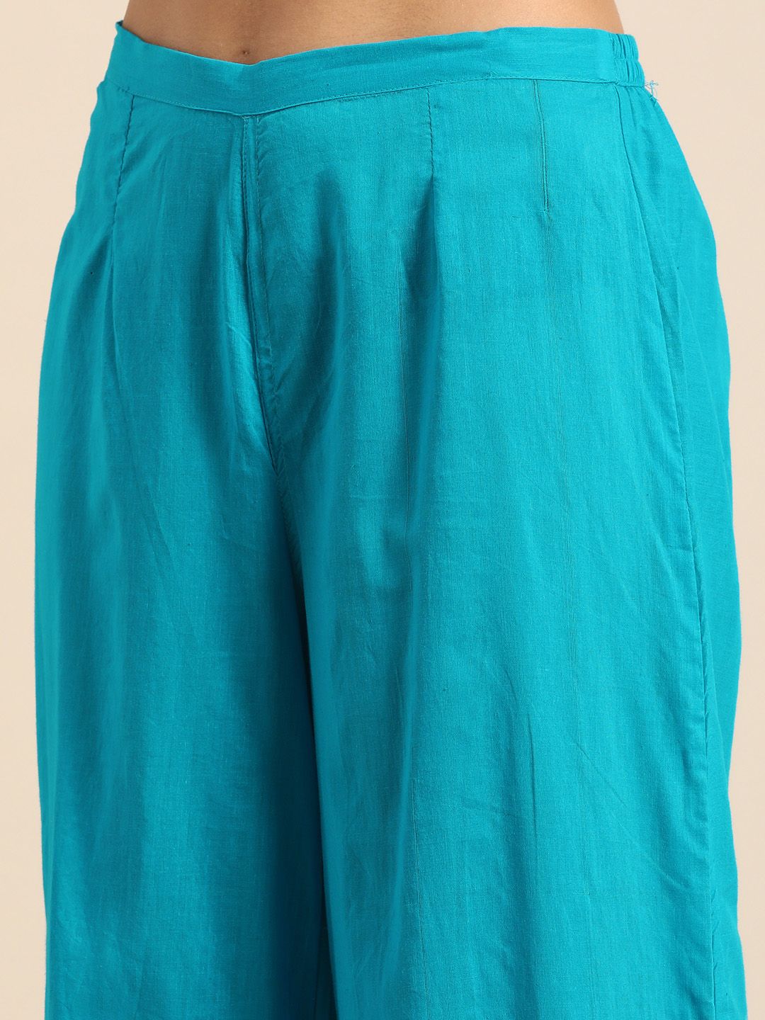 Anouk Women Blue & White Bandhani Print Pure Cotton Kurta with Palazzos