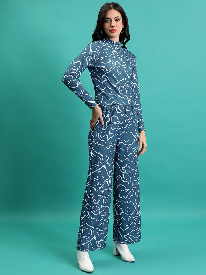 Tokyo Talkies Printed Top With Straight Leg Trousers