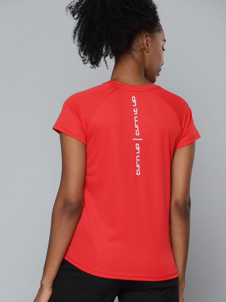 HRX By Hrithik Roshan Training Women Formula Red Rapid-Dry Solid Tshirt