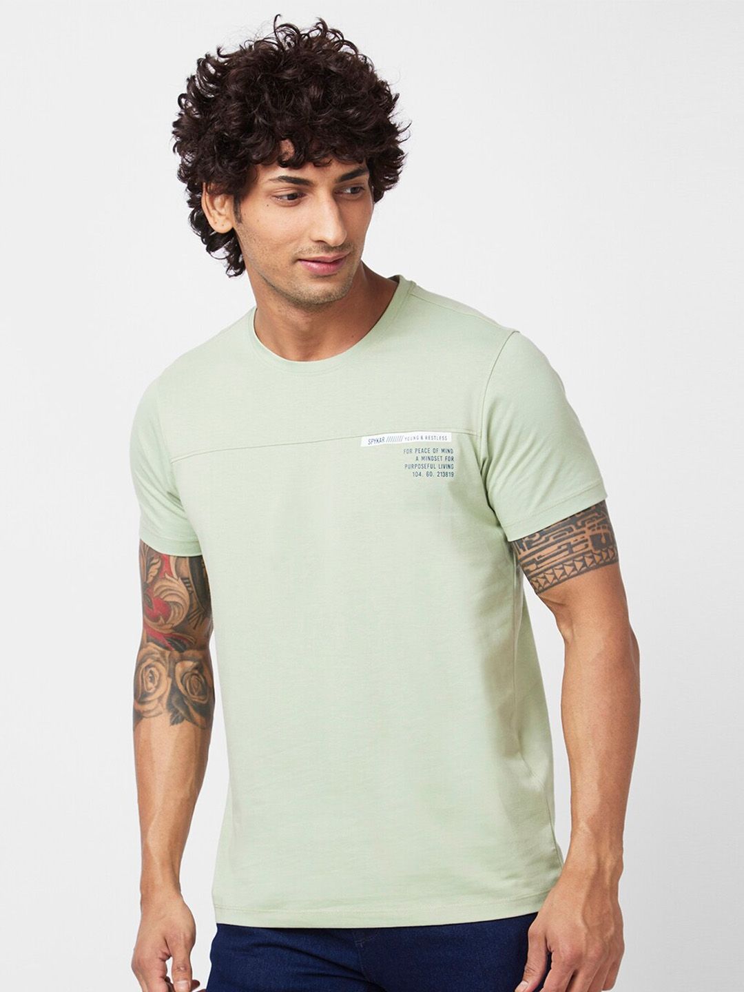 SPYKAR Graphic Printed Slim Fit Cotton T-shirt
