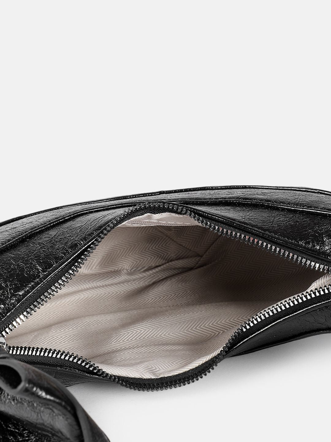 DressBerry Textured Half Moon Shoulder Bag with Bow Detail