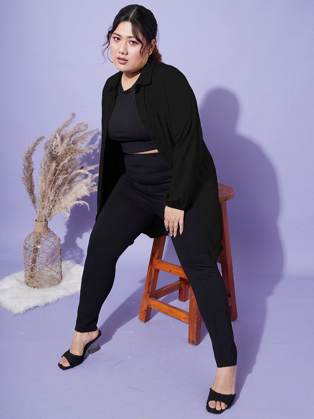 SASSAFRAS Curve Black Comfort Opaque Casual Shirt