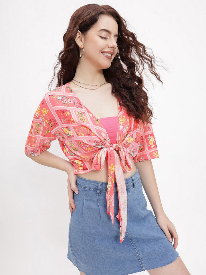 DressBerry Floral Fantasy Knot Top With Bandeau