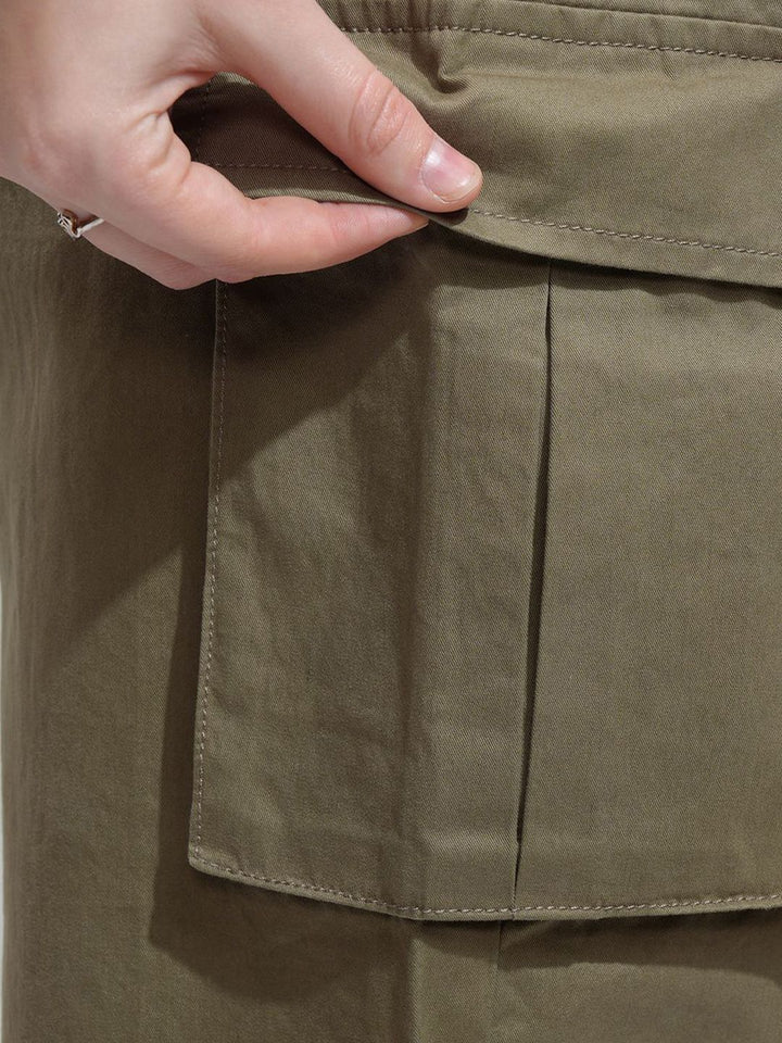 Street By Tokyo Talkies Women Straight Fit High-Rise  Cargos Parachute Trousers