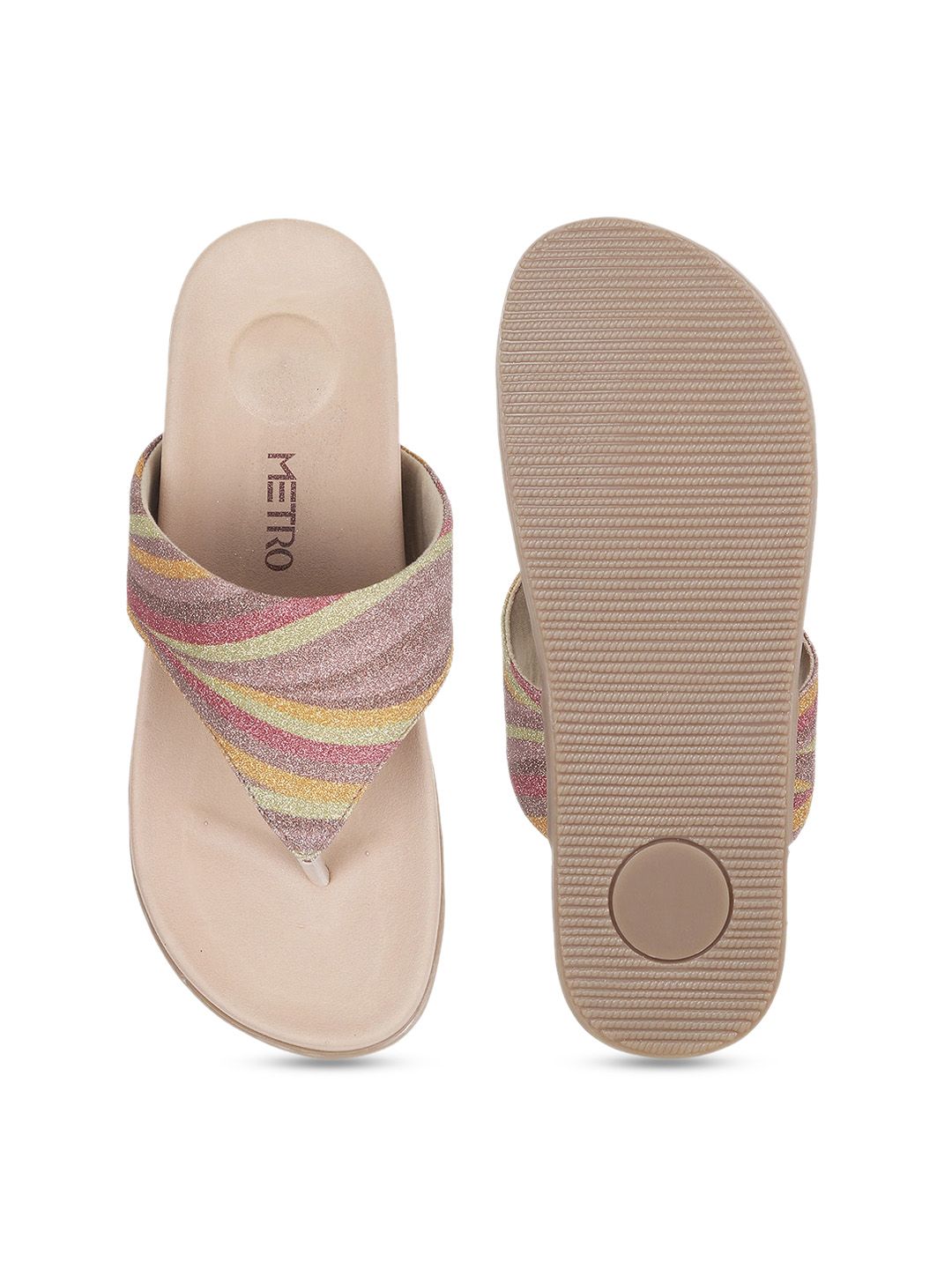 Metro Women Embellished Open Toe Flats