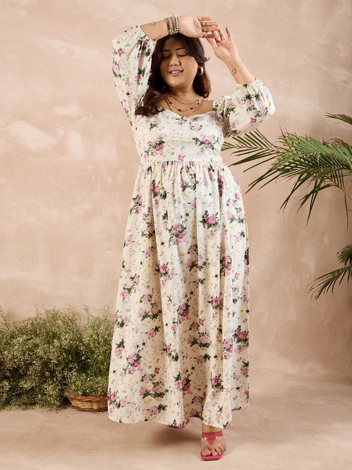 Berrylush Curve Plus Size Floral Print Maxi Dress
