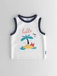 Nauti Nati Boys Graphic Printed Sleeveless Pure Cotton T-shirt With Shorts