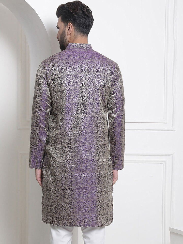 SOJANYA Ethnic Motifs Woven Design Mandarin Collar Jacquard Kurta