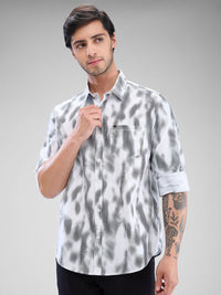 SPYKAR Men Slim Fit Opaque Abstract Printed Spread Collar Casual Shirt