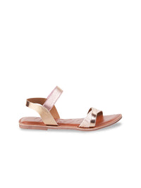Mochi Women Rose Gold-Toned Open Toe Flats