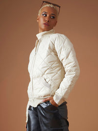 SASSAFRAS Mock Collar Quilted Jacket