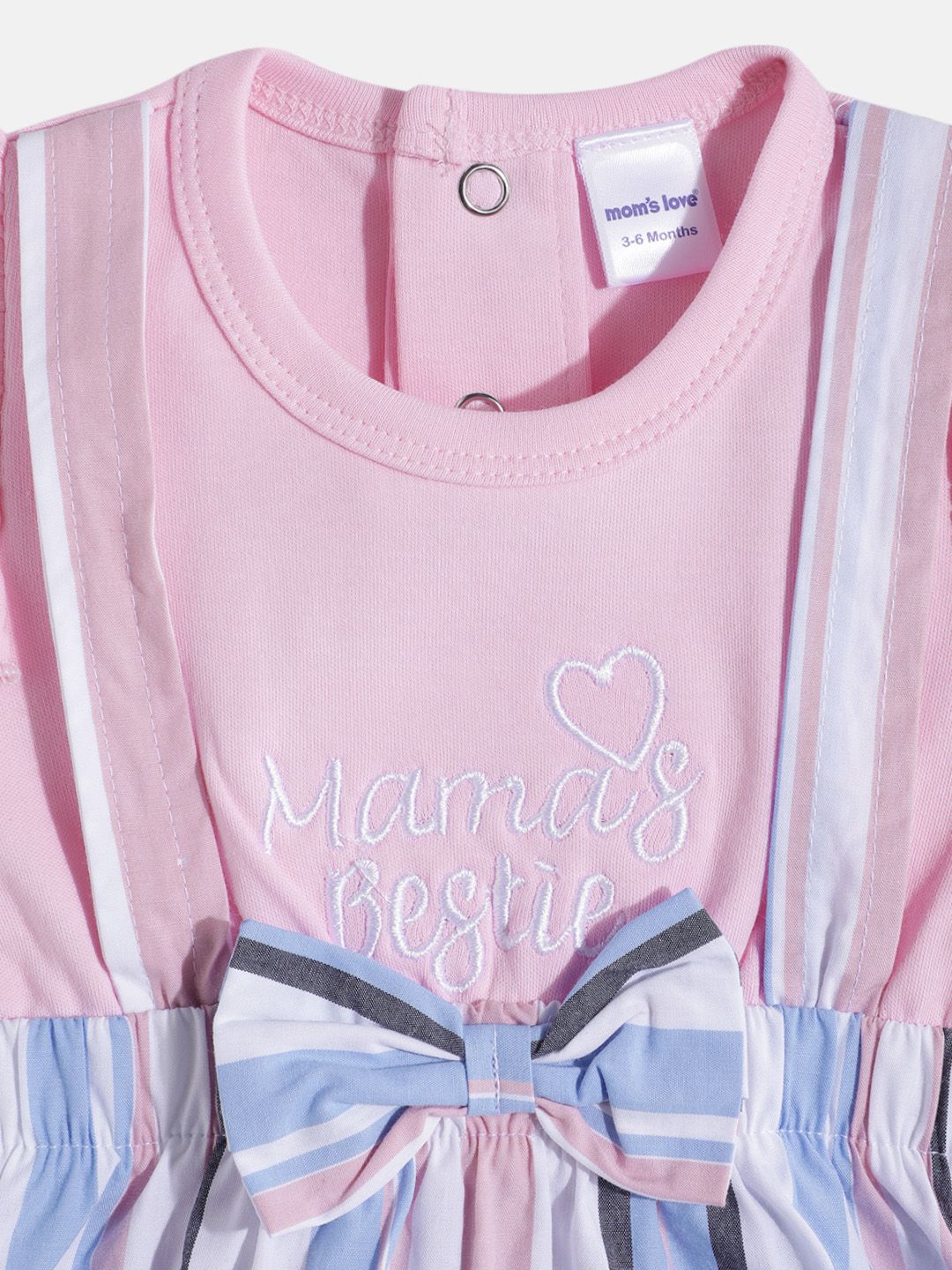 Moms Love Infant Girls Print Bow Detail Pleated Fit & Flare Dress