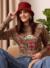 STREET 9 Self Design Acrylic Crop Pullover