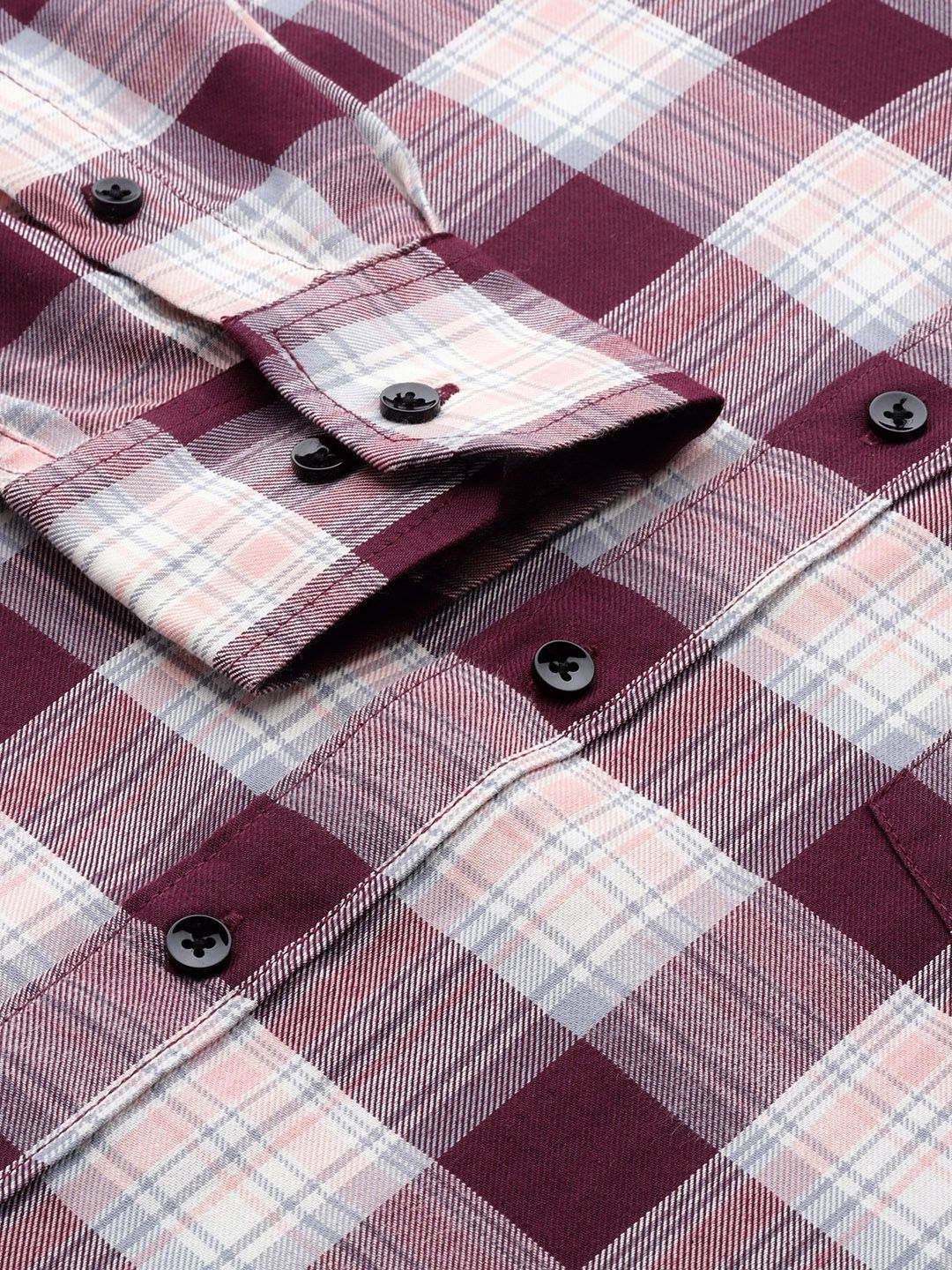 DENNISON Men Smart Slim Fit Tartan Checks Formal Shirt