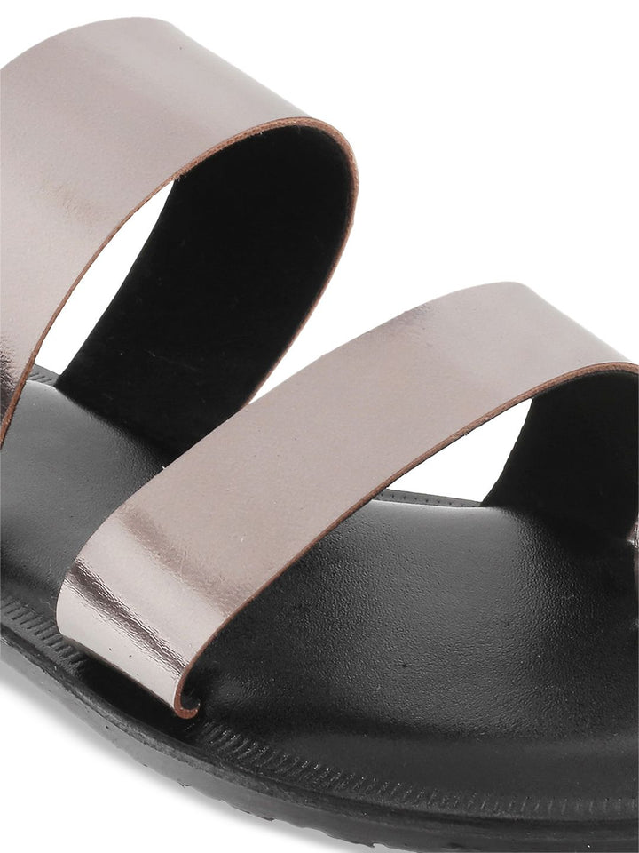 Metro Women Grey Solid Open Toe Flats
