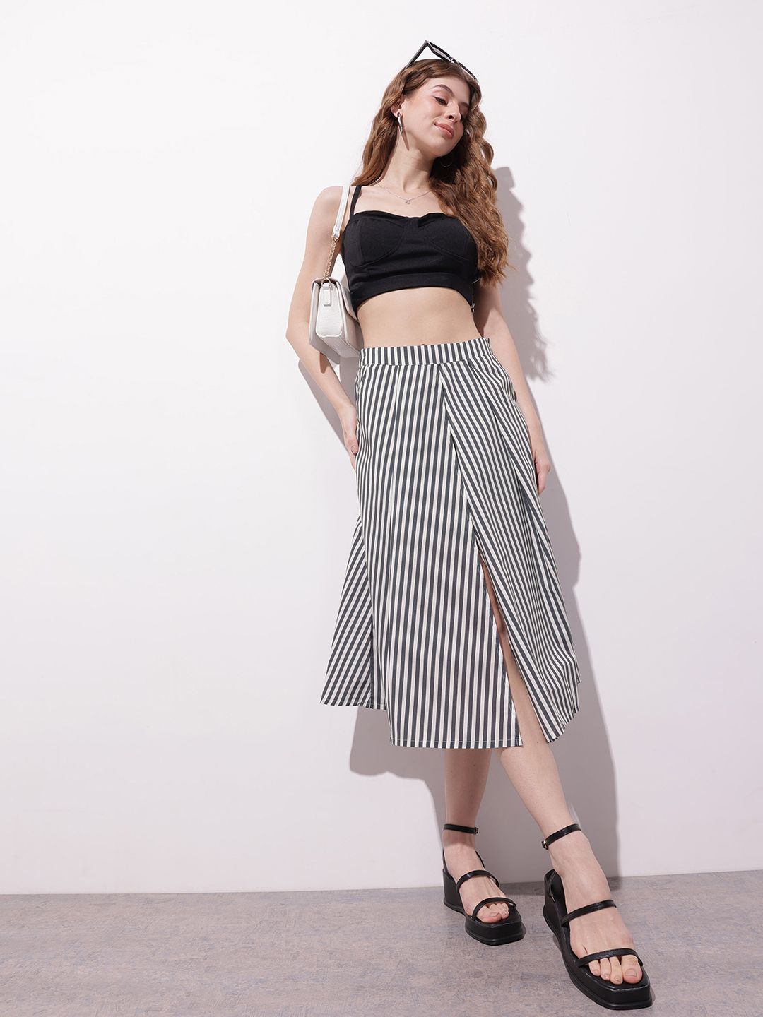 DressBerry The Y2K Stripe Remix Angular Accents Midi Skirt