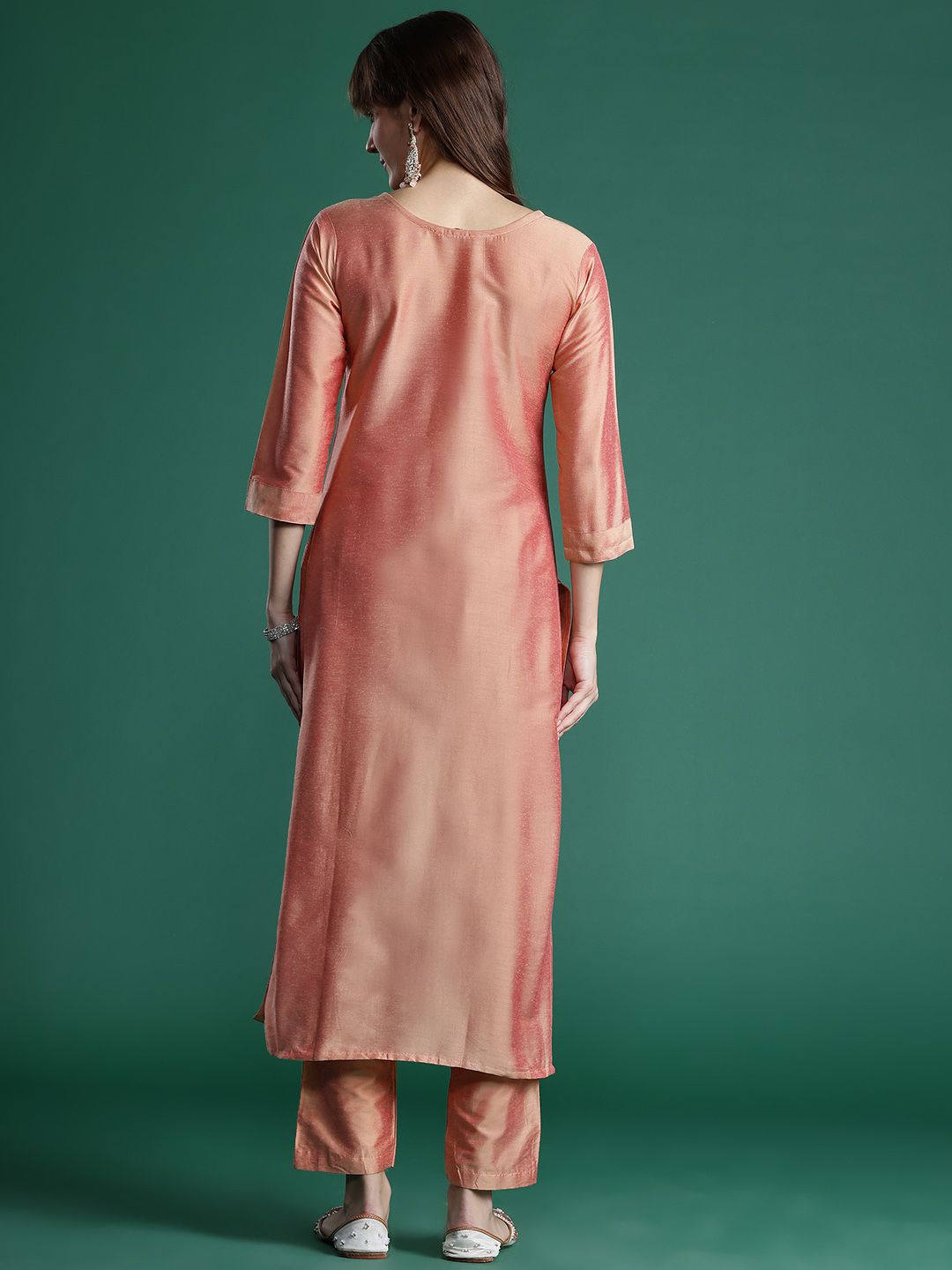 Indo Era Floral Embroidered Thread Work Kurta with Trousers