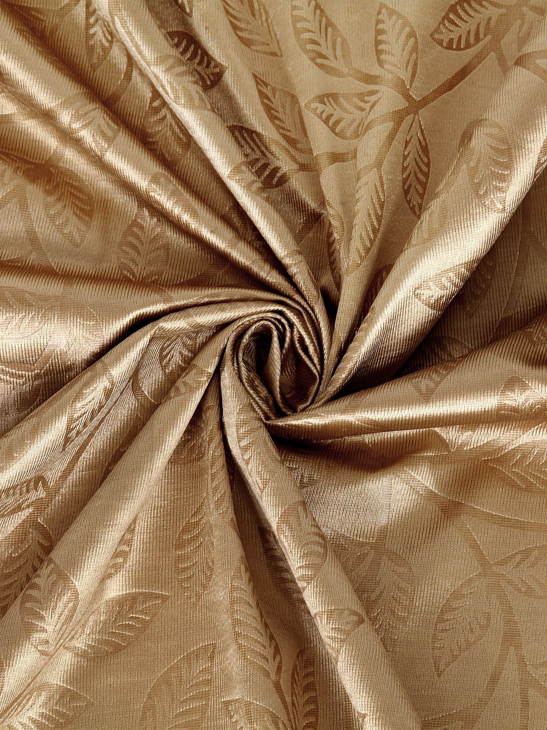 Cortina Set of 2 Bronze-Coloured Embossed Leaf Print Polyester Window Curtains
