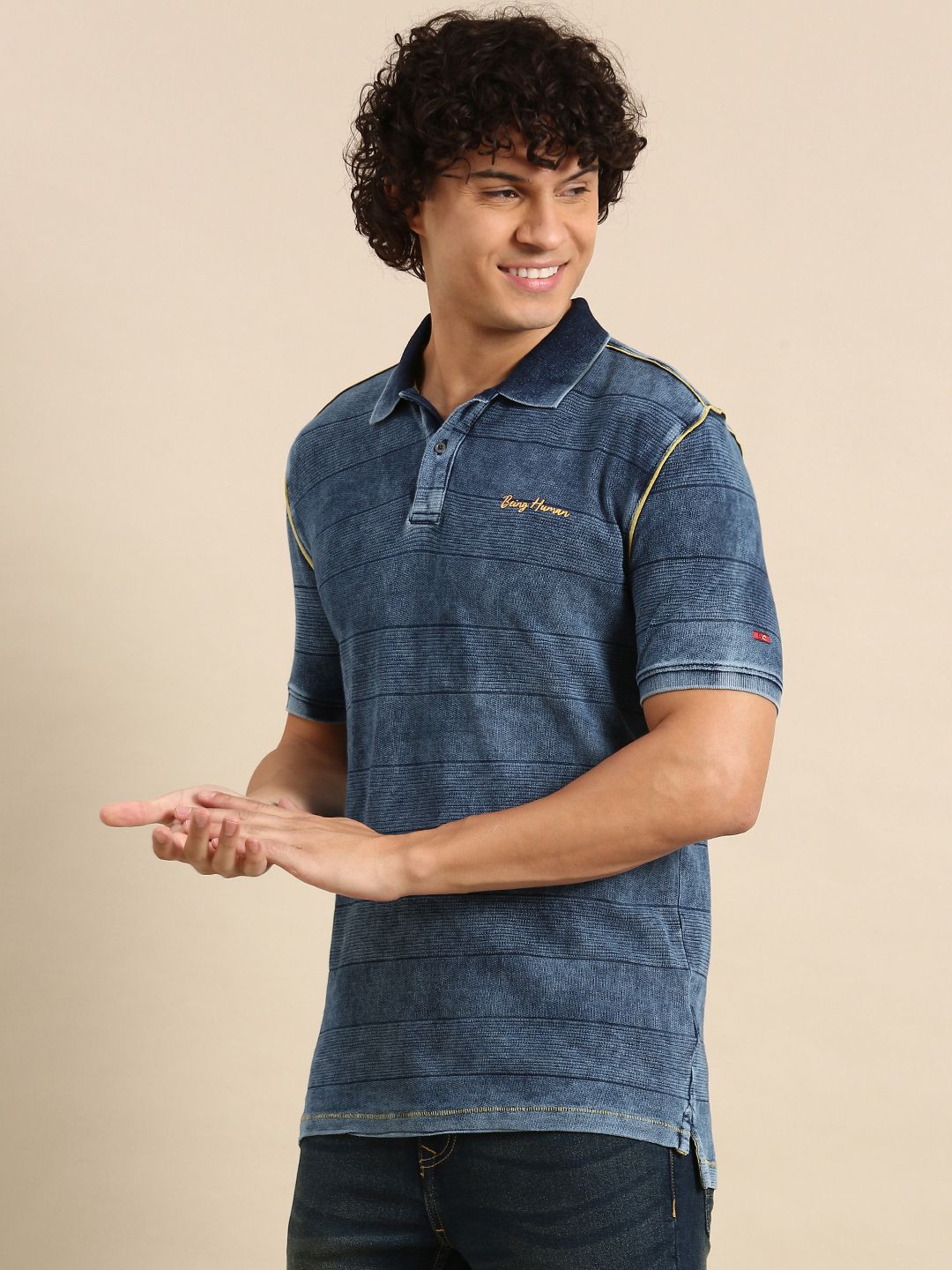 Menjadi t-shirt kapas tulen polo manusia