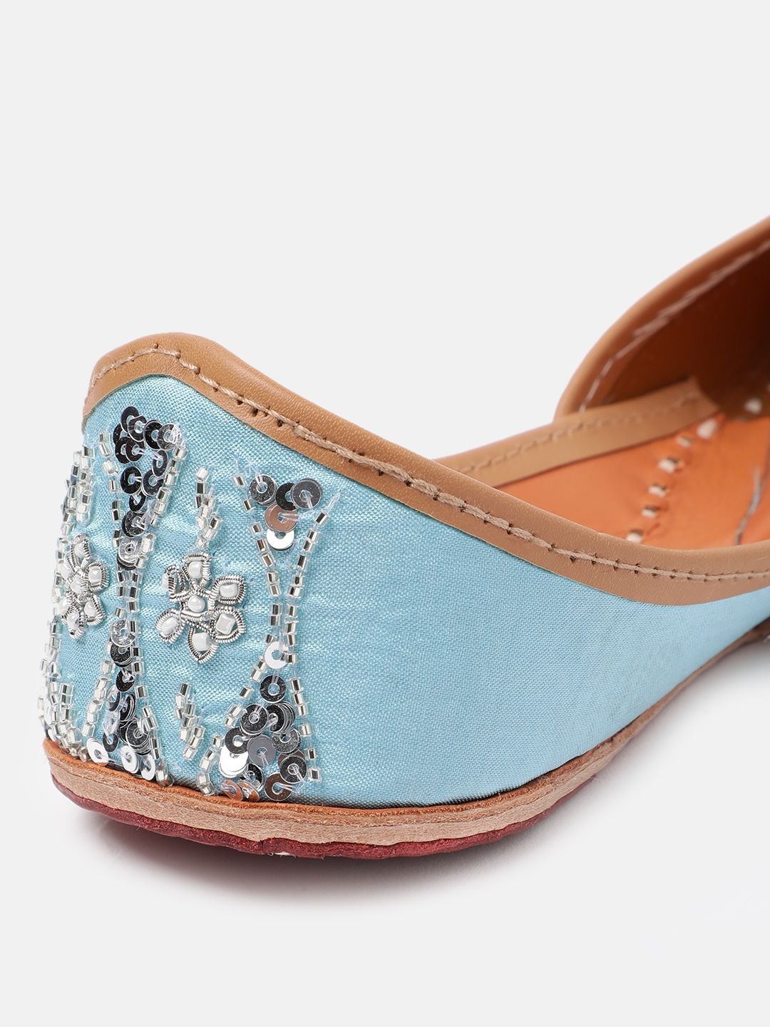 House of Pataudi Women Sequin Embellished Leather Mojaris