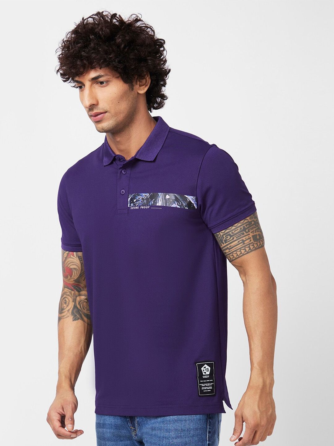 SPYKAR Polo Collar Slim Fit Cotton T-Shirt