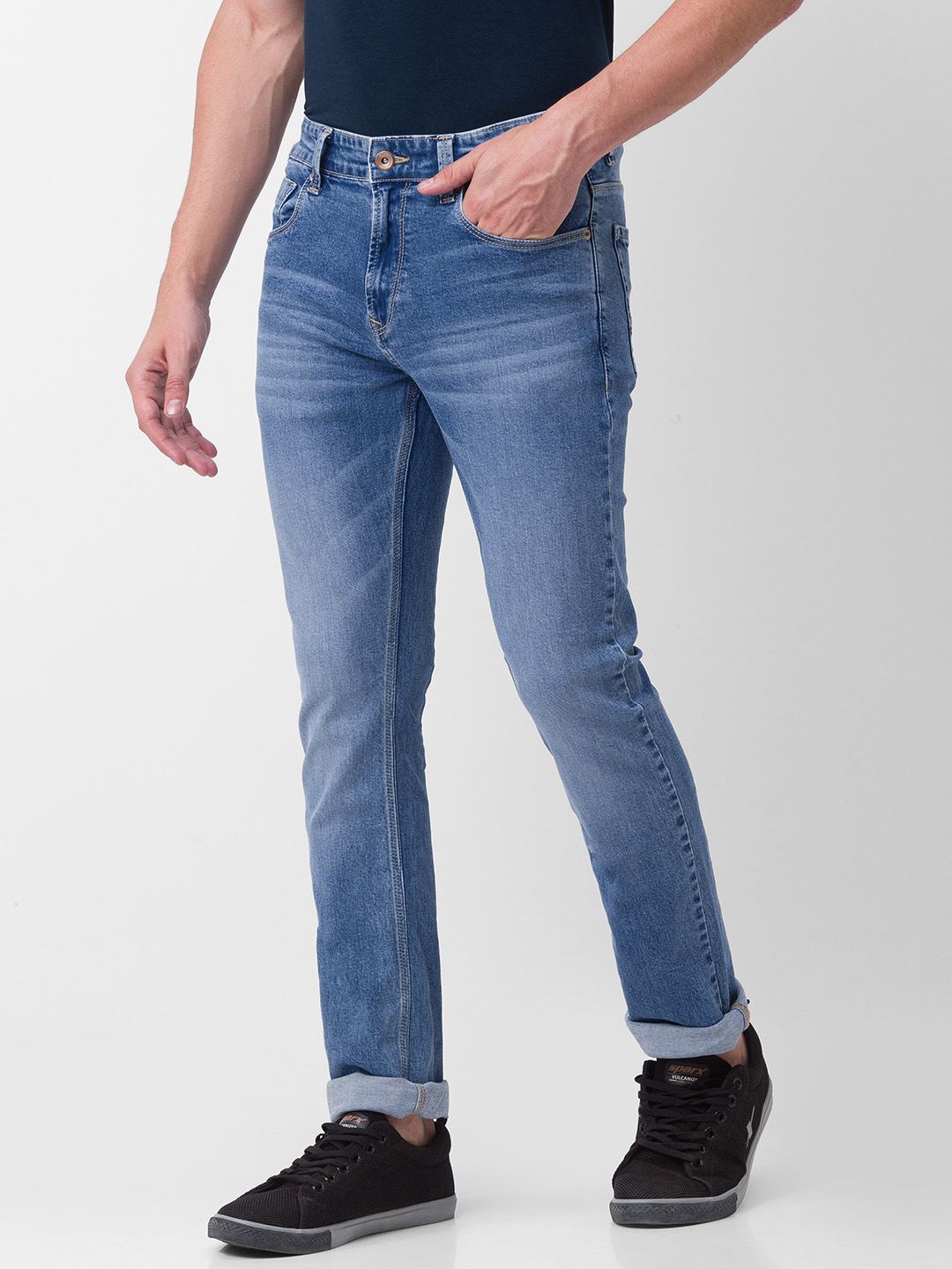 SPYKAR Men Straight Fit Light Fade Stretchable Jeans