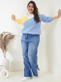CURVY STREET Women Plus Size Colourblocked Acrylic Pullover