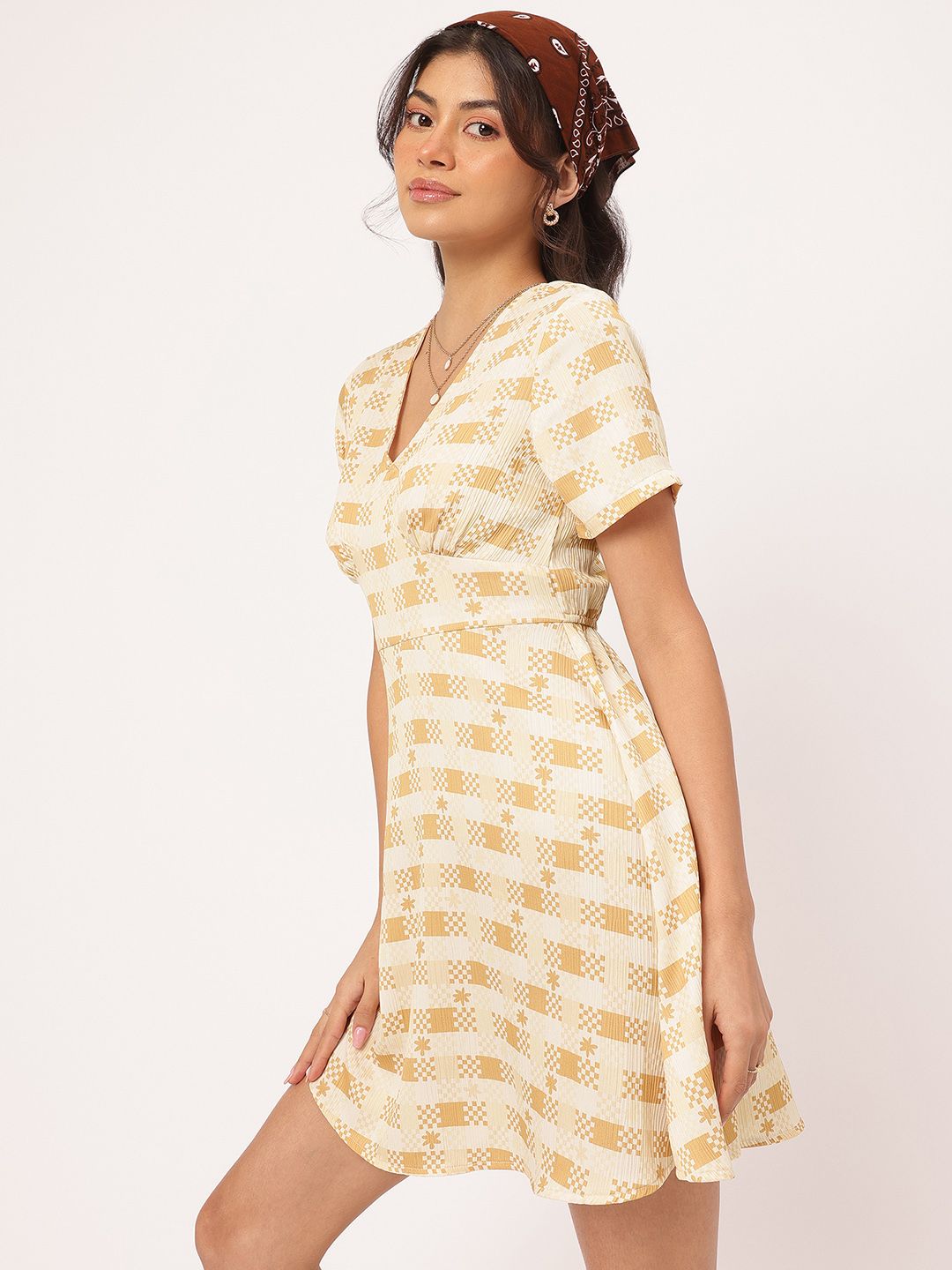 DressBerry Urban Chic Geometric Printed Mini Empire A-Line Dress