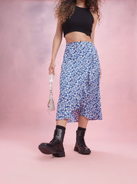 DressBerry Floral Print Ruffled Tulip Skirt
