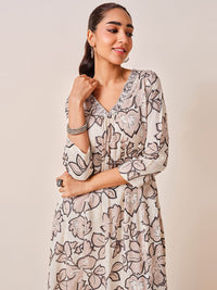 Global Desi Floral Printed Angrakha A-Line Kurta