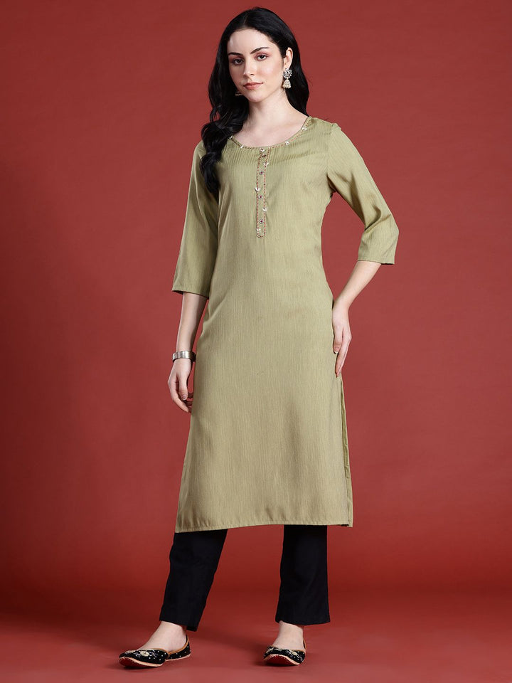 Anouk Thread Work Straight Kurta