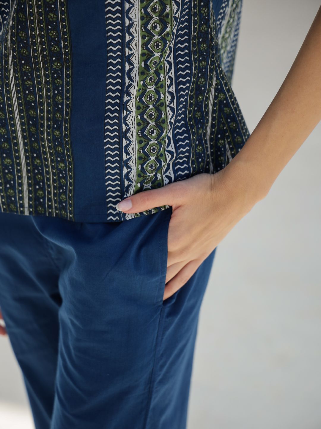 SANSKRUTIHOMES Women Printed Pure Cotton Top With Trousers Co-Ords