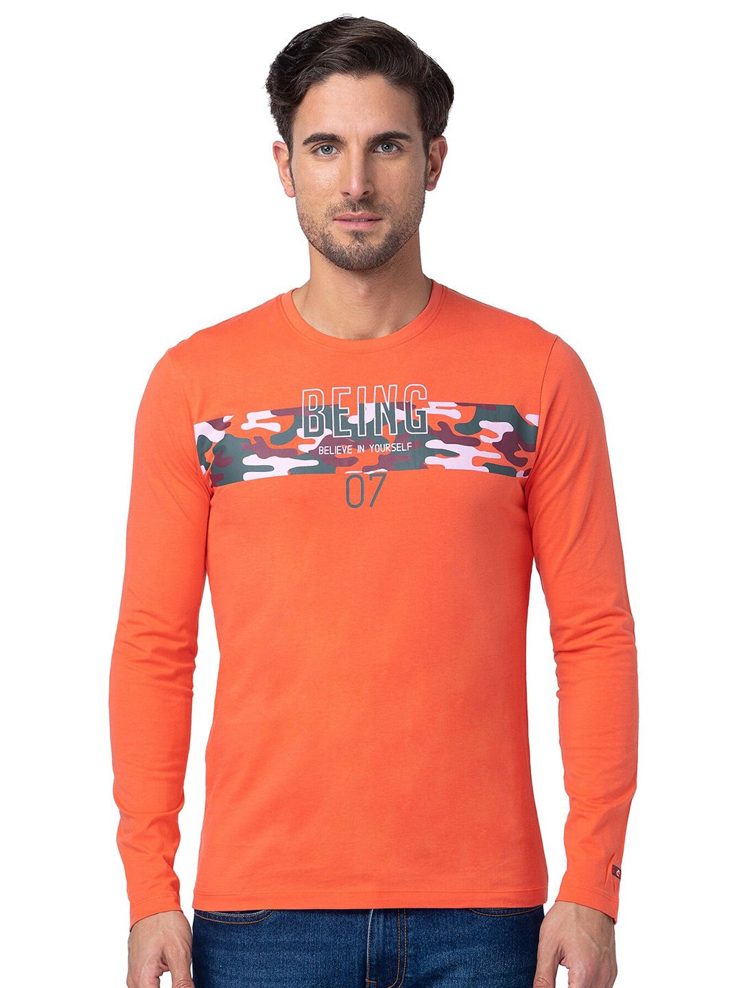 Being Human Typography Printed Round Neck Cotton Regular T-shirt