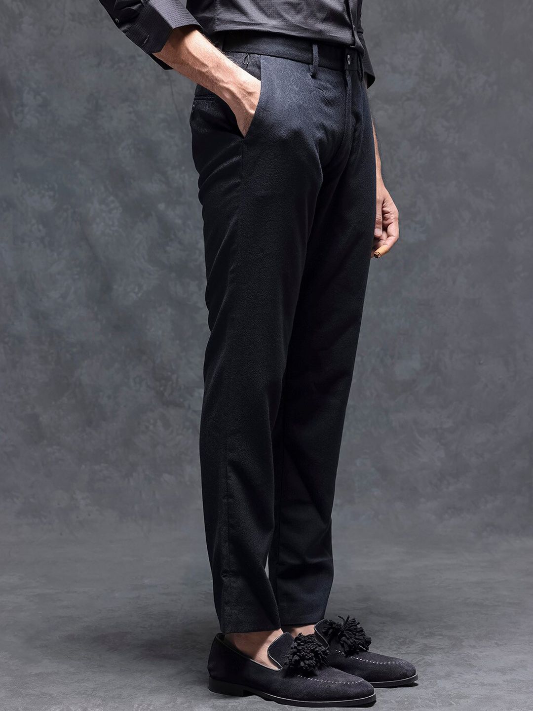 RARE RABBIT Men Seth Mid-Rise Slim Fit Flat-Front Plain Trouser