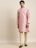 Anug oleh SOJANYA Lelaki Motif Etnik Merah Jambu Kurta Kolar Mandarin