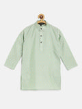 SOJANYA Boys Sea Green & Golden Jacquard Ethnic Patterned Straight Kurta